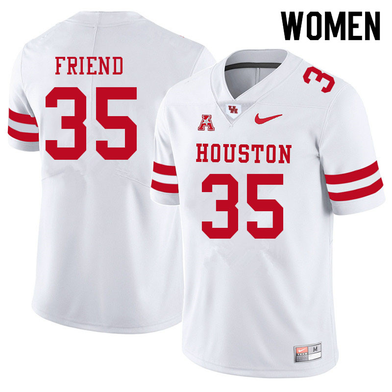 Women #35 Dorian Friend Houston Cougars College Football Jerseys Sale-White